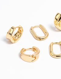 Gold Plated Basic Huggie Earrings 6-Pack - link has visual effect only