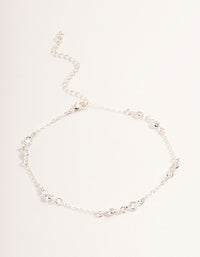 Silver Cubic Zirconia Station Anklet - link has visual effect only