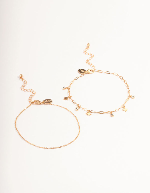 Gold Celestial Diamante Anklet Pack