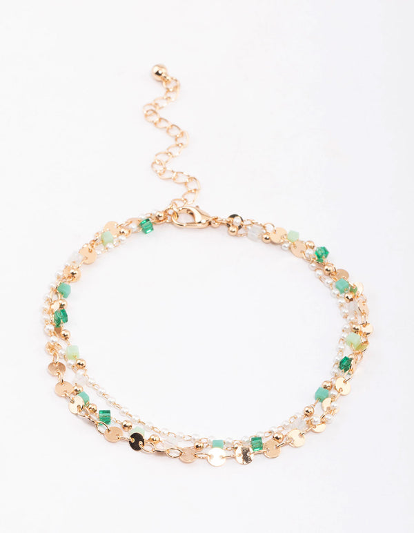 Gold Bead & Pearl Anklet Pack