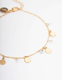 Gold Cubic Zirconia Diamante & Coin Drop Anklet - link has visual effect only