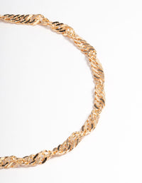 Gold Twist Chain Anklet - link has visual effect only