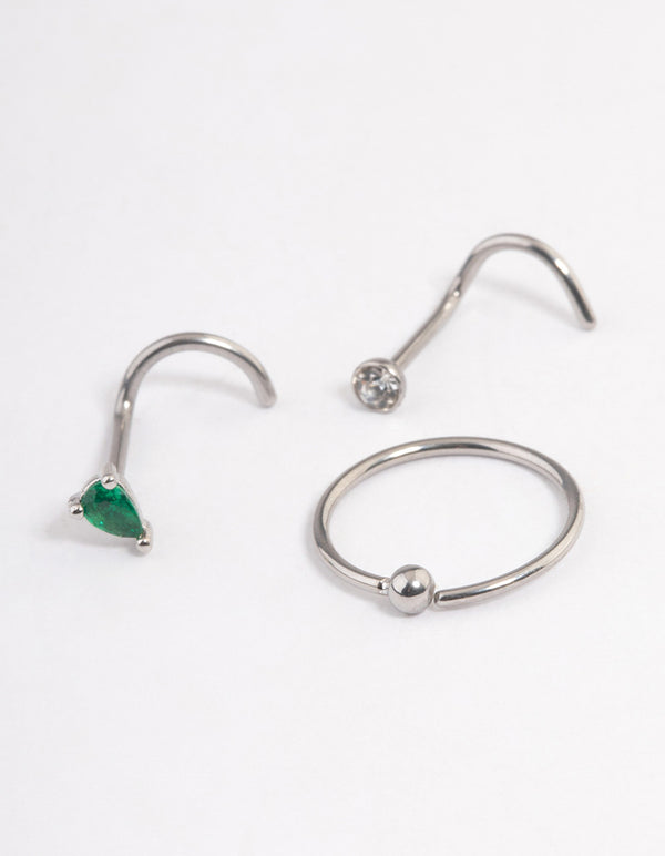 Surgical Steel Green Pear Nose Pack