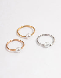 Mixed Metal Pearl Nose Ring Pack - link has visual effect only