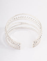 Silver Criss Cross Cupchain Cuff Bangle - link has visual effect only