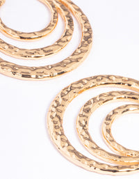 Gold Plated Hammered Trio Row Hoop Earrings - link has visual effect only