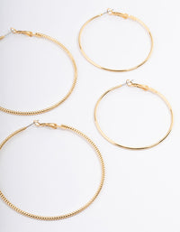 Gold Plated Small Textured Hoop Earrings Pack - link has visual effect only