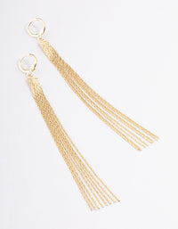 Gold Plated Long Tassel Huggie Earrings - link has visual effect only