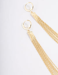 Gold Plated Long Tassel Huggie Earrings - link has visual effect only