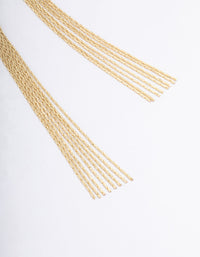 Gold Plated Long Tassel Huggie Earrings - link has visual effect only