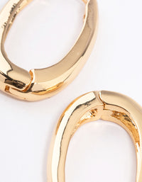 Gold Plated Long Oval Plain Huggie Earrings - link has visual effect only