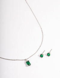 Silver Cubic Zirconia Emerald Jewellery Set - link has visual effect only