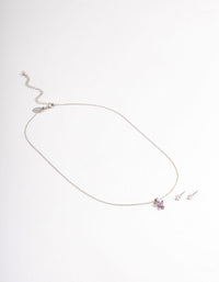 Rhodium Amethyst Butterfly Jewellery Set - link has visual effect only