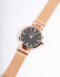 Rose Gold Bulk Trio Crystal Mesh Watch - link has visual effect only