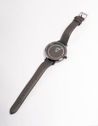 Coated Black Rainbow Crystal Faux Leather Watch - link has visual effect only