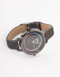 Coated Black Rainbow Crystal Faux Leather Watch - link has visual effect only