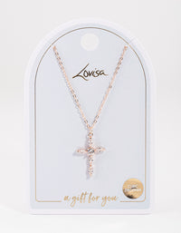 Rose Gold Classic Diamante Cross Necklace - link has visual effect only