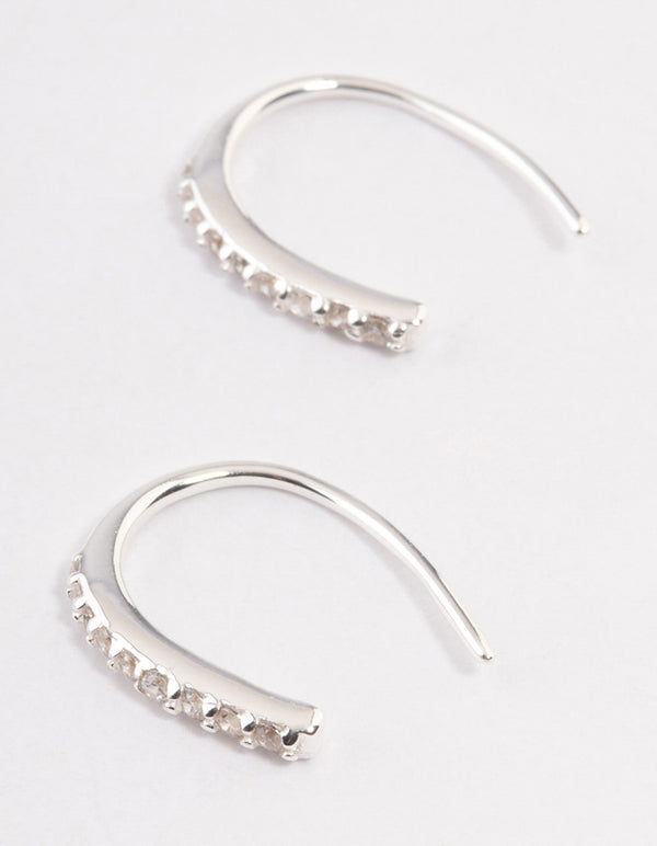 Sterling Silver Cubic Zirconia Hook Drop Earrings