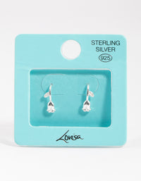 Sterling Silver Rose Drop Hoop Earrings - link has visual effect only