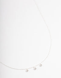 Sterling Silver Bezel Trio Cubic Zirconia Necklace - link has visual effect only