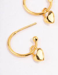 Gold Plated Sterling Silver Heart Charm Hoop Earrings - link has visual effect only