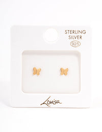 Gold Plated Sterling Silver Polished Butterfly Stud Earrings - link has visual effect only