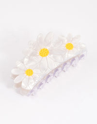 White Acrylic Triple Flower Hair Claw - link has visual effect only