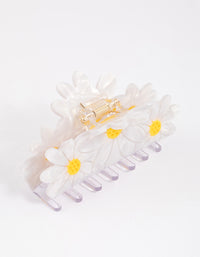 White Acrylic Triple Flower Hair Claw - link has visual effect only