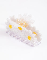 White Acrylic Triple Flower Hair Claw - link has visual effect only