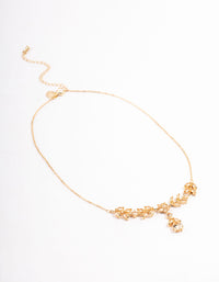 Gold Diamond Simulant Floral Y-Necklace - link has visual effect only