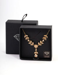 Gold Diamond Simulant Floral Y-Necklace - link has visual effect only