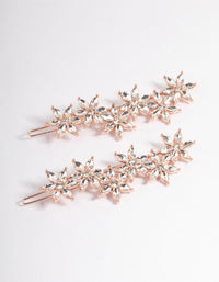 Rose Gold Diamante Flower Hair Pin Pack - link has visual effect only