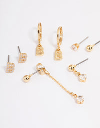 Letter 'B' Gold Plated Initial Ear Stackers - link has visual effect only