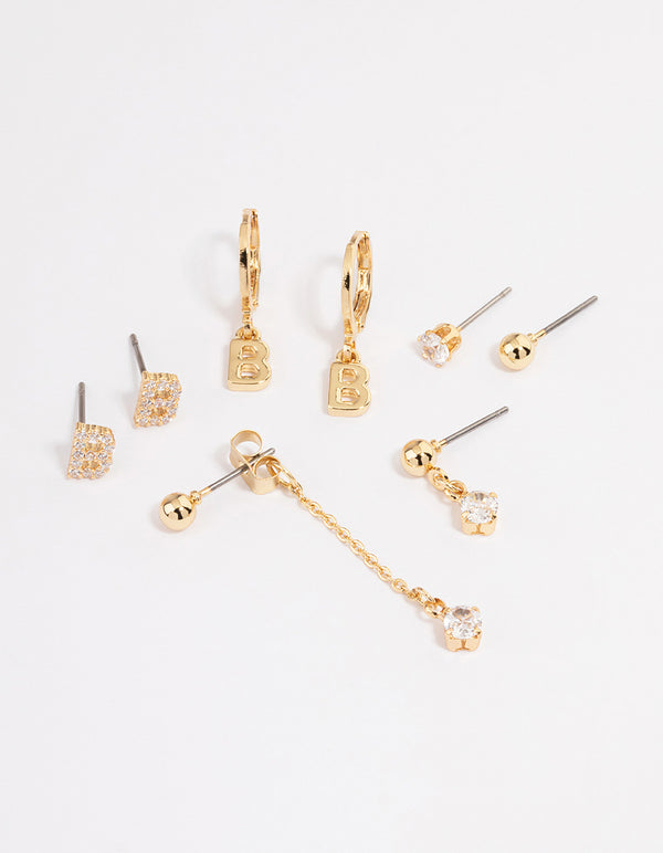 Letter 'B' Gold Plated Initial Ear Stackers