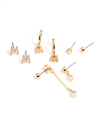 Letter 'M' Gold Plated Initial Ear Stackers - link has visual effect only