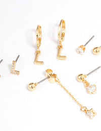 Letter 'L' Gold Plated Initial Ear Stackers - link has visual effect only