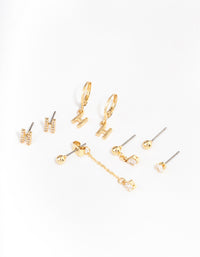 Letter 'H' Gold Plated Initial Ear Stackers - link has visual effect only