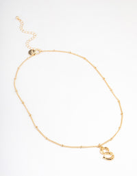 Letter 'S' Gold Plated Bamboo Initial Necklace - link has visual effect only