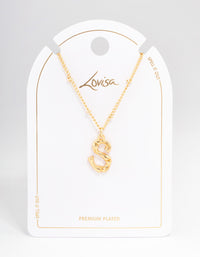 Letter 'S' Gold Plated Bamboo Initial Necklace - link has visual effect only