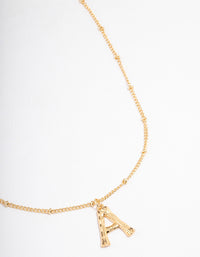 Letter 'A' Gold Plated Bamboo Initial Necklace - link has visual effect only