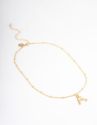 Letter 'A' Gold Plated Bamboo Initial Necklace - link has visual effect only