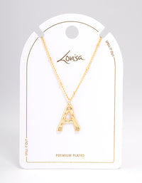 Letter 'A' Gold Plated Bamboo Initial Necklace - link has visual effect only