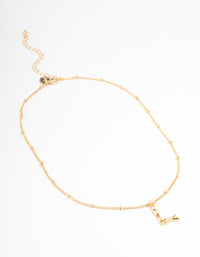 Letter 'L' Gold Plated Bamboo Initial Necklace - link has visual effect only