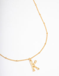 Letter 'K' Gold Plated Bamboo Initial Necklace - link has visual effect only