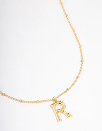 Letter 'R' Gold Plated Bamboo Initial Necklace - link has visual effect only