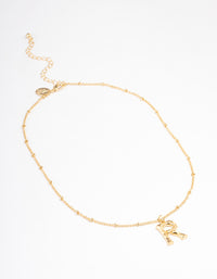 Letter 'R' Gold Plated Bamboo Initial Necklace - link has visual effect only