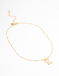 Letter 'E' Gold Plated Bamboo Initial Necklace - link has visual effect only