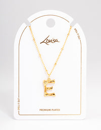 Letter 'E' Gold Plated Bamboo Initial Necklace - link has visual effect only