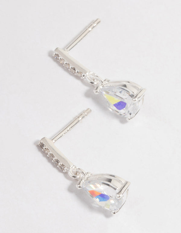 Sterling Silver Teardrop Cubic Zirconia Earrings