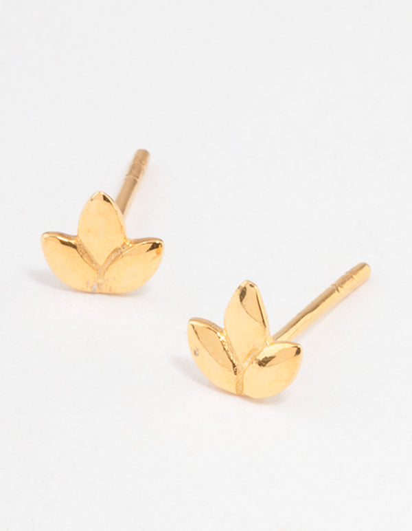 Gold Plated Sterling Silver Leaf Stud Earrings